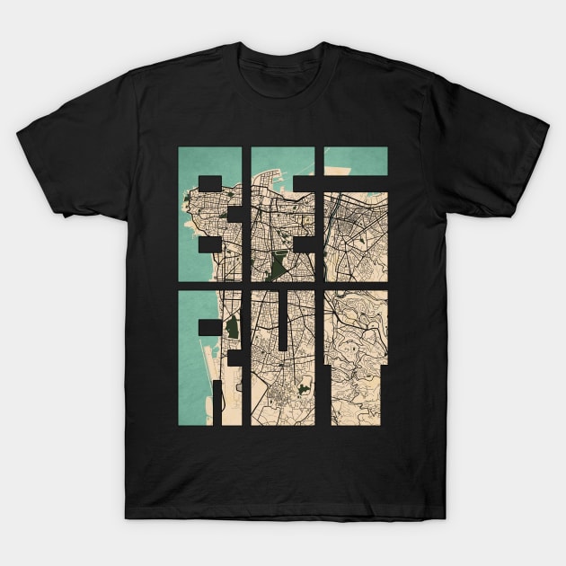 Beirut, Lebanon City Map Typography - Vintage T-Shirt by deMAP Studio